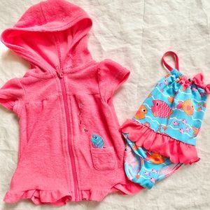Baby girl bathing suit and cover up  0-3months